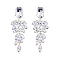 1 Pair Shiny Leaf Square Metal Inlay Rhinestones Glass Women's Drop Earrings main image 3