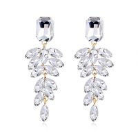 1 Pair Elegant Glam Leaf Inlay Alloy Rhinestones Glass Drop Earrings sku image 1