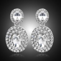 1 Pair Fashion Oval Water Droplets Alloy Plating Inlay Rhinestones Women's Drop Earrings main image 5