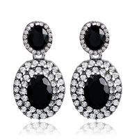1 Pair Fashion Oval Water Droplets Alloy Plating Inlay Rhinestones Women's Drop Earrings sku image 1