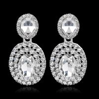 1 Pair Fashion Oval Water Droplets Alloy Plating Inlay Rhinestones Women's Drop Earrings main image 3