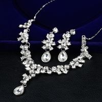1 Set Fashion Water Droplets Alloy Inlay Rhinestones Glass Women's Earrings Necklace main image 1