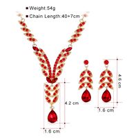 1 Set Elegant Leaf Water Droplets Alloy Glass Inlay Rhinestones Women's Earrings Necklace main image 5