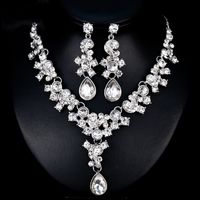 1 Set Fashion Water Droplets Alloy Inlay Rhinestones Glass Women's Earrings Necklace main image 2
