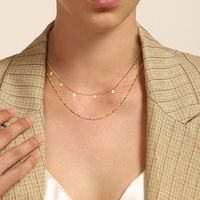 201 Stainless Steel Gold Plated Fashion Plating Geometric Layered Necklaces main image 3
