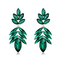 1 Pair Simple Style Leaf Water Droplets Alloy Glass Women's Drop Earrings sku image 3