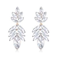 1 Pair Simple Style Leaf Water Droplets Alloy Glass Women's Drop Earrings sku image 1