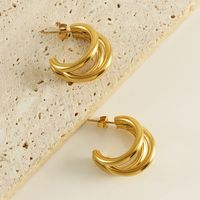 1 Pair Casual Vintage Style Geometric 304 Stainless Steel 18K Gold Plated Earrings main image 4