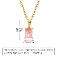 1 Piece Simple Style Square Stainless Steel Inlay Zircon Pendant Necklace sku image 1