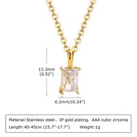 1 Piece Simple Style Square Stainless Steel Inlay Zircon Pendant Necklace sku image 3