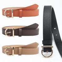 Fashion Solid Color Pu Leather Alloy Women's Leather Belts main image 6