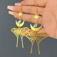 1 Pair Modern Style Moon Mushroom Butterfly Plating Hollow Out Alloy Drop Earrings main image 4
