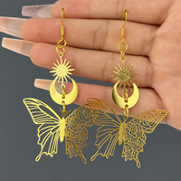 1 Pair Modern Style Moon Mushroom Butterfly Plating Hollow Out Alloy Drop Earrings main image 3