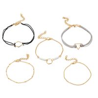 Popular Line Woven Alloy Geometric Rice Beads Triangle 5 Anklet Set Nhgy150268 sku image 1