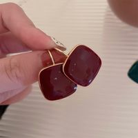 1 Pair Sweet Heart Shape Enamel Copper Drop Earrings sku image 2