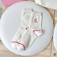 Women's Fashion Color Block Nylon Cotton Printing Crew Socks A Pair sku image 4