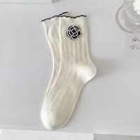 Women's Japanese Style Stripe Solid Color Cotton Crew Socks 1 Piece sku image 8