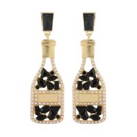 1 Pair Retro Luxurious Wine Bottle Plating Hollow Out Inlay Zinc Alloy Artificial Pearls Rhinestones Drop Earrings main image 10