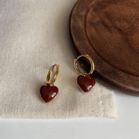 1 Pair Fashion Square Heart Shape Alloy Enamel Women's Drop Earrings sku image 2