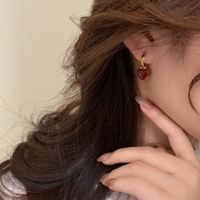 1 Pair Fashion Square Heart Shape Alloy Enamel Women's Drop Earrings main image 3