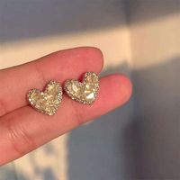 1 Pair Fashion Heart Shape Artificial Crystal Inlay Women's Ear Studs sku image 1