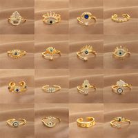 1 Piece Lady Devil's Eye Copper Plating Artificial Gemstones Open Ring main image 1