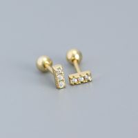 1 Pair Simple Style Square Sterling Silver Plating Inlay Zircon Ear Studs sku image 1