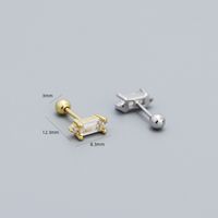 1 Pair Simple Style Square Sterling Silver Plating Inlay Zircon Ear Studs main image 4