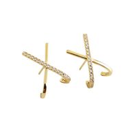 1 Pair Fashion Letter Sterling Silver Inlay Zircon Ear Studs main image 5