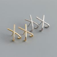 1 Pair Fashion Letter Sterling Silver Inlay Zircon Ear Studs main image 1