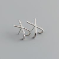 1 Pair Fashion Letter Sterling Silver Inlay Zircon Ear Studs sku image 1