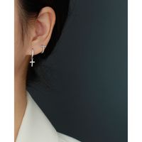 1 Pair Fashion Cross Sterling Silver Plating Zircon Earrings main image 4