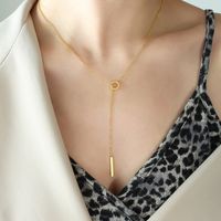 1 Pièce Rétro Géométrique Acier Au Titane Placage Collier main image 5