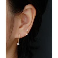 1 Pair Simple Style Water Droplets Sterling Silver Plating Inlay Zircon Ear Studs main image 3