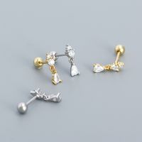 1 Pair Simple Style Water Droplets Sterling Silver Plating Inlay Zircon Ear Studs main image 1