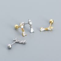 1 Paire Style Simple Gouttelettes D'eau En Argent Sterling Placage Incrustation Zircon Goujons D'oreille main image 1