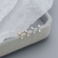 1 Pair Simple Style Water Droplets Sterling Silver Plating Inlay Zircon Ear Studs main image 5