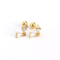 1 Pair Simple Style Water Droplets Sterling Silver Plating Inlay Zircon Ear Studs main image 4