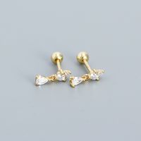 1 Pair Simple Style Water Droplets Sterling Silver Plating Inlay Zircon Ear Studs sku image 1