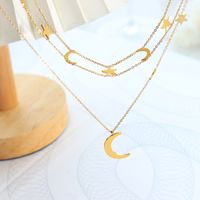 1 Piece Fashion Star Moon Titanium Steel Plating Necklace main image 6