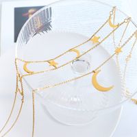 1 Piece Fashion Star Moon Titanium Steel Plating Necklace main image 3