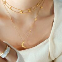 1 Piece Fashion Star Moon Titanium Steel Plating Necklace main image 2