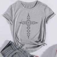 Women's T-shirt Short Sleeve T-shirts Printing Casual Cross main image 8