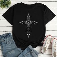 Women's T-shirt Short Sleeve T-shirts Printing Casual Cross main image 5