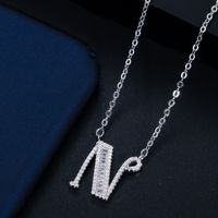 1 Piece Elegant Letter Copper Inlay Zircon Necklace sku image 14