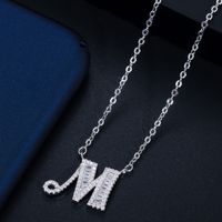 1 Piece Elegant Letter Copper Inlay Zircon Necklace sku image 13