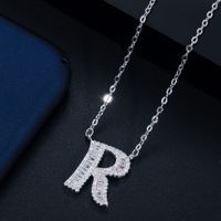 1 Piece Elegant Letter Copper Inlay Zircon Necklace sku image 18