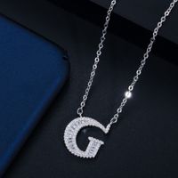 1 Piece Elegant Letter Copper Inlay Zircon Necklace sku image 7