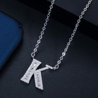 1 Piece Elegant Letter Copper Inlay Zircon Necklace sku image 11