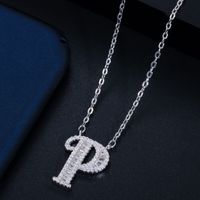 1 Piece Elegant Letter Copper Inlay Zircon Necklace sku image 16